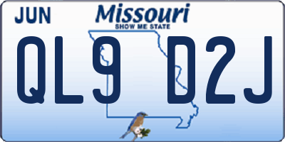 MO license plate QL9D2J