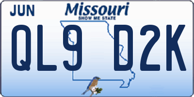 MO license plate QL9D2K