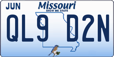 MO license plate QL9D2N