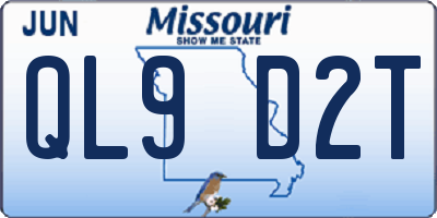 MO license plate QL9D2T
