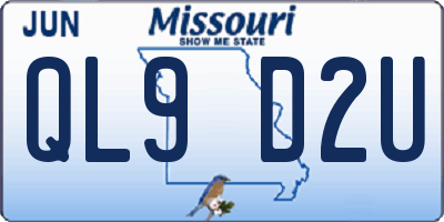 MO license plate QL9D2U