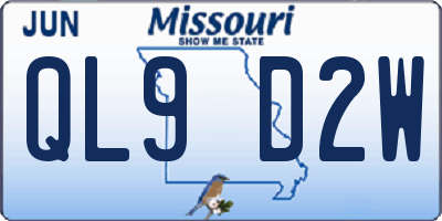 MO license plate QL9D2W