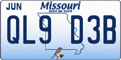 MO license plate QL9D3B