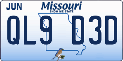 MO license plate QL9D3D