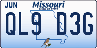 MO license plate QL9D3G