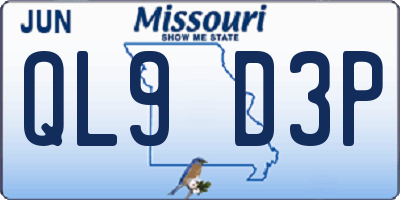 MO license plate QL9D3P