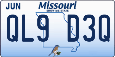 MO license plate QL9D3Q