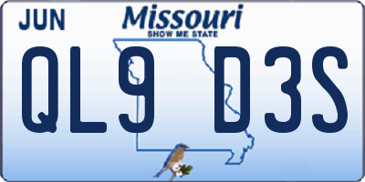 MO license plate QL9D3S