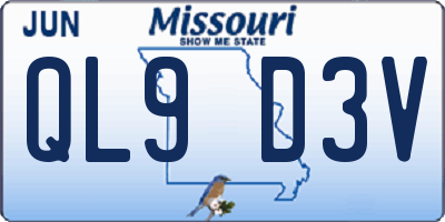 MO license plate QL9D3V