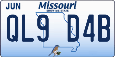 MO license plate QL9D4B