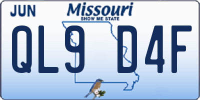 MO license plate QL9D4F