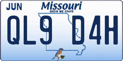 MO license plate QL9D4H