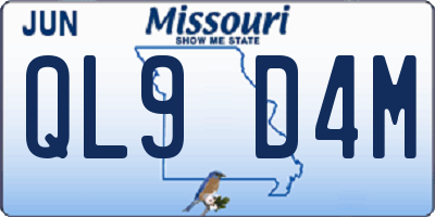 MO license plate QL9D4M