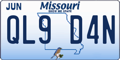 MO license plate QL9D4N