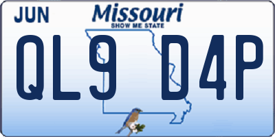 MO license plate QL9D4P