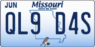 MO license plate QL9D4S