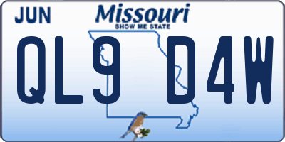 MO license plate QL9D4W