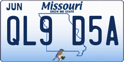 MO license plate QL9D5A