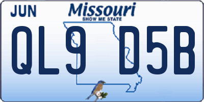 MO license plate QL9D5B