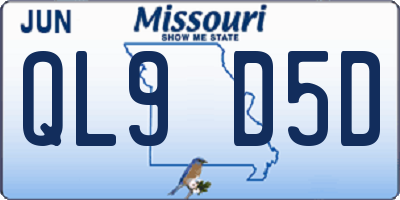 MO license plate QL9D5D