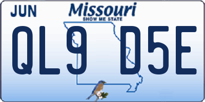 MO license plate QL9D5E