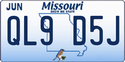 MO license plate QL9D5J
