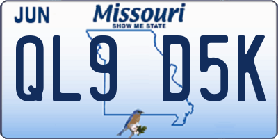MO license plate QL9D5K