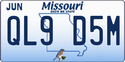 MO license plate QL9D5M