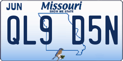 MO license plate QL9D5N
