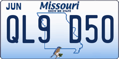 MO license plate QL9D5O