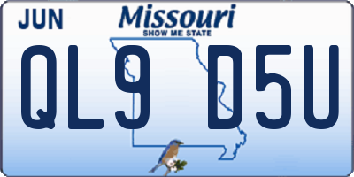 MO license plate QL9D5U
