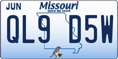 MO license plate QL9D5W