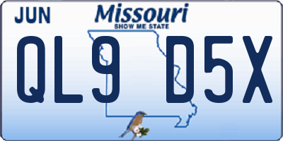 MO license plate QL9D5X