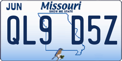 MO license plate QL9D5Z