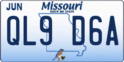 MO license plate QL9D6A