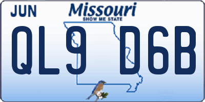 MO license plate QL9D6B