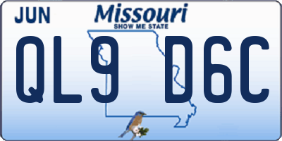 MO license plate QL9D6C
