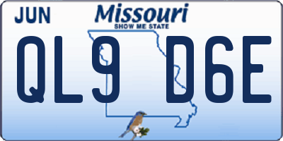 MO license plate QL9D6E