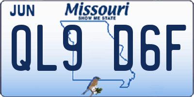 MO license plate QL9D6F