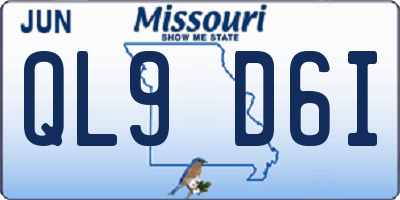 MO license plate QL9D6I
