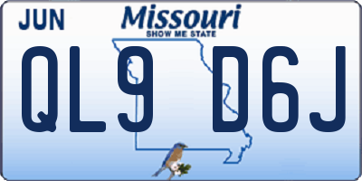 MO license plate QL9D6J