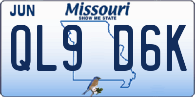 MO license plate QL9D6K