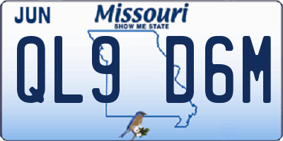 MO license plate QL9D6M