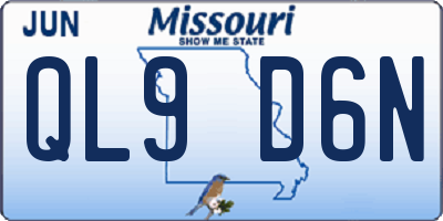 MO license plate QL9D6N