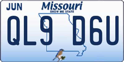 MO license plate QL9D6U