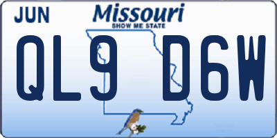 MO license plate QL9D6W