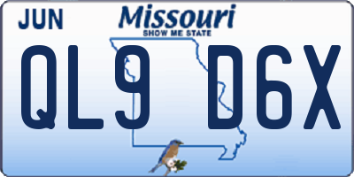 MO license plate QL9D6X