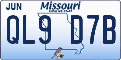 MO license plate QL9D7B