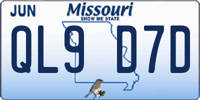 MO license plate QL9D7D