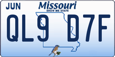 MO license plate QL9D7F